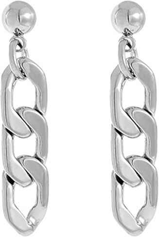 أقراط سلسلة Coadipress للنساء والفتيات المراهقات مخصصة من الفضة الرقيقة المصنوعة من الفولاذ المقاوم للصدأ بشكل بيضاوي وأقراط متدلية هندسية in Kuwait