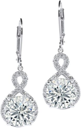 Jade Marie FAITHFUL Silver Infinity Halo Drop Earrings, 18k White Gold Plated Round Cut Dangle Earrings with Cubic Zirconia Crystals, Beautiful Dangling Earrings in Saudi Arabia