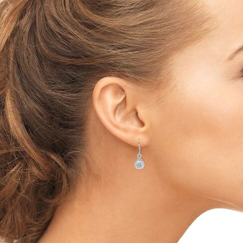 Jade Marie FAITHFUL Silver Infinity Halo Drop Earrings, 18k White Gold Plated Round Cut Dangle Earrings with Cubic Zirconia Crystals, Beautiful Dangling Earrings in Saudi Arabia