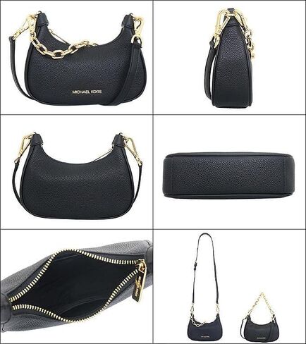 Michael Kors Cora Mini Pebbled Leather Shoulder Bag Black Gold in Saudi Arabia