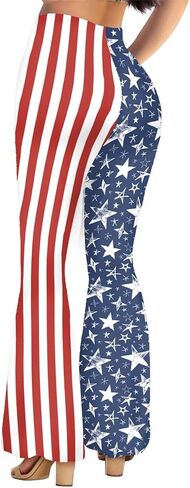 Independence Day Striped Star Bellbottoms Flare American Flag Pants 4th of July Outfits for Women in Kuwait