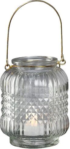 Candle Holder - Pedestal Based Diamond Cut Glass Hurricane Candleholder, 10-Inch, Clear in Saudi Arabia
