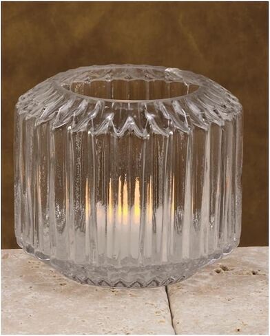 Candle Holder - Pedestal Based Diamond Cut Glass Hurricane Candleholder, 10-Inch, Clear in Saudi Arabia