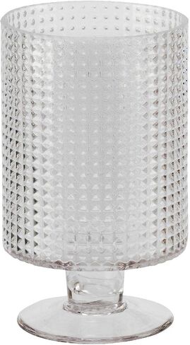 Candle Holder - Pedestal Based Diamond Cut Glass Hurricane Candleholder, 10-Inch, Clear in Saudi Arabia