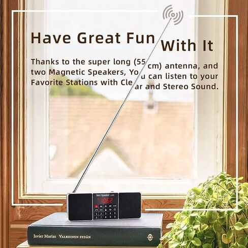PRUNUS J-288 Portable Radio AM FM Radio, Stereo Bluetooth Speaker | Sleep Timer, Power-Saving Display, Ultra-Long Antenna, AUX Input & USB Disk & TF Card MP3 Player, NO Manual Preset in Kuwait