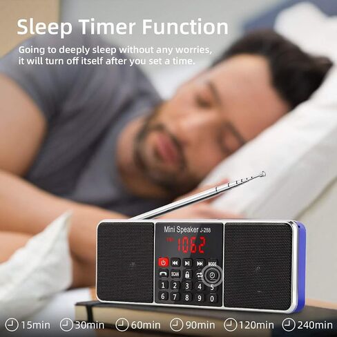 PRUNUS J-288 Portable Radio AM FM Radio, Stereo Bluetooth Speaker | Sleep Timer, Power-Saving Display, Ultra-Long Antenna, AUX Input & USB Disk & TF Card MP3 Player, NO Manual Preset in Kuwait