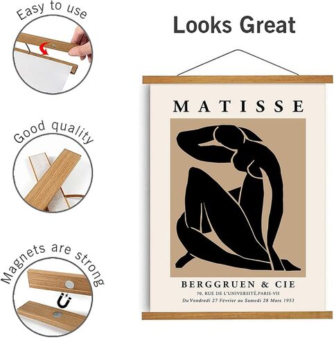 Magnetic Wood Poster Hangers Frame 24x36 24x32 24x18 Quick Assembly and Easy Use, Wall No Damage, for Photo, Picture, Prints, Maps, Scrolls and Canvas Artwork (Black, 24 inch) in Saudi Arabia