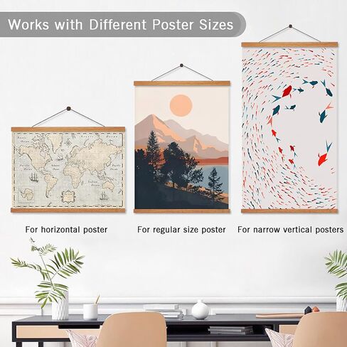 Magnetic Wood Poster Hangers Frame 24x36 24x32 24x18 Quick Assembly and Easy Use, Wall No Damage, for Photo, Picture, Prints, Maps, Scrolls and Canvas Artwork (Black, 24 inch) in Saudi Arabia