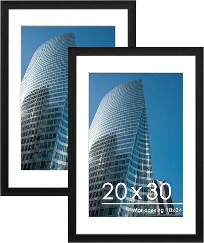 مجموعة إطارات صور PEALSN مقاس 20 × 28 مكونة من قطعتين، صور عرض 16 × 24 مع حصيرة أو 20 × 28 بدون حصيرة لعرض التثبيت على الحائط، إطارات الملصقات، أسود in Kuwait