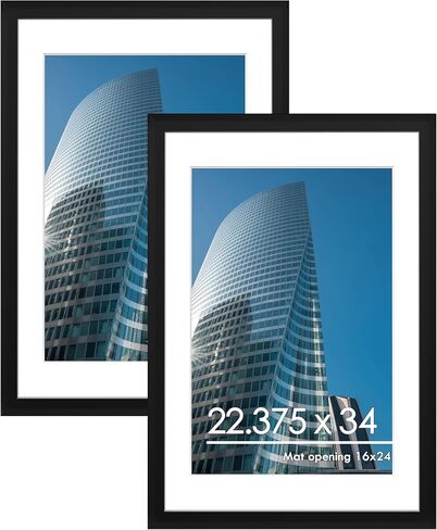 مجموعة إطارات صور PEALSN مقاس 20 × 28 مكونة من قطعتين، صور عرض 16 × 24 مع حصيرة أو 20 × 28 بدون حصيرة لعرض التثبيت على الحائط، إطارات الملصقات، أسود in Kuwait