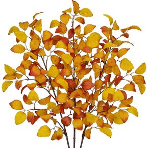 3PCS Artificial Fall Leaf Stems Autumn Leaves Fake Fagus Sylvatica Folige Burgundy Faux Beech Leaf Branch, Long Stems for Floral Arrangements Autumn Decoration