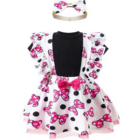 Toddler Baby Girls Mouse Birthday Outfits Shirt Suspenders Tulle Overalls Skirt Headband Cake Smash Halloween Cosplay