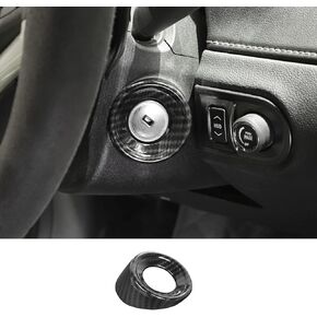 Car Start Switch Trim Interior Ignition Keyhole Button Ring Cover Accessories for Chevrolet Camaro 2010-2015 (Carbon Fiber Grain)