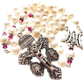 elegantmedical handmade pearls real pearl necklace lasso + sterling silver bead cap wedding rosary cross