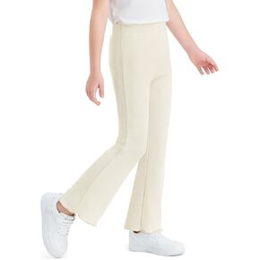 Haloumoning Girls Bell Bottom Stretchy Knit Pants Summer Flare Ribbed Bootcut Leggings 5-14 Years