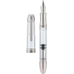 Asvine P36 Titanium Fountain Pen Piston Filling, Extra Fine Nib Clear Transparent Acrylic Smooth Writing Pen Case Set