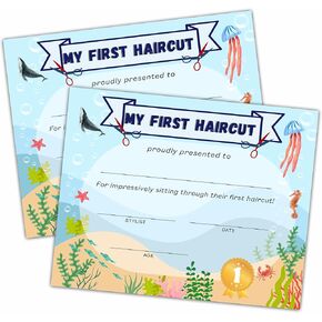 First Haircut Certificates, First Haircut Award, Ocean Animals Little Boy's Girl's First Haircut Certificate, First Haircut Achievement Certificates of Recognition, First Haircut Keepsake dd06