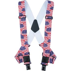 KUNN Men's Perry Side Clip Suspenders 2Inch Adjustable Elastic Hook End Trucker Suspender