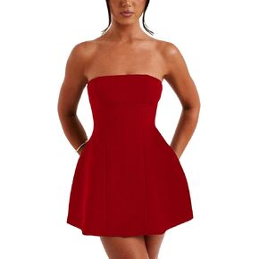 LuFeng Women's Sexy Strapless Backless Tube Top Bodycon Dress Sleeveless Cute A Line Mini Dresses