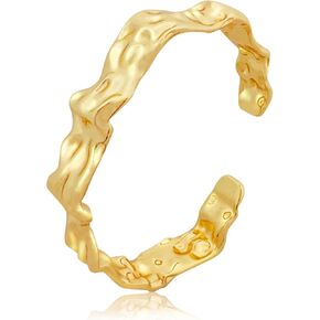 KOLODOGO Gold Cuff Bracelets for Women Hammered Irregular Cuff Bracelet Chunky Adjustable Open Bangles Gold Textured Arm Cuff Fashion Jewelry Gifts