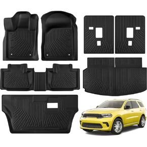 Floor Mats for Dodge Durango 7 Seater 2024-2016 All Weather Durango Floor Mats for Dodge Durango Accessories 2024-2016 TPE Cargo Mat with Backrest Mat