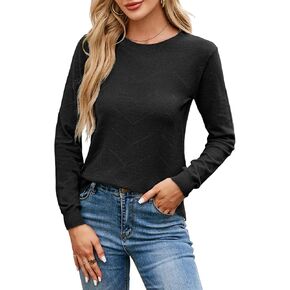 Newshows Womens 2024 Fall Long Sleeve Sweaters Tops Fashion Business Casual Outfits Crew Dressy Knit Shirts Pullover Blouse