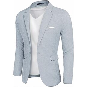 YND Men's Casual One Button Linen Suit Jacket, Slim Fit Sport Coat Lightweight Business Blazer