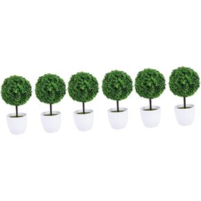 ABOOFAN 6 Pcs Small Plants Flower Pots Table Decorations Topiary Ball Bonsai Faux Plant Balls Artificial Boxwood Balls Plant Balls Decorative Artificial Plants Ball Decorate Ball Tree Desk