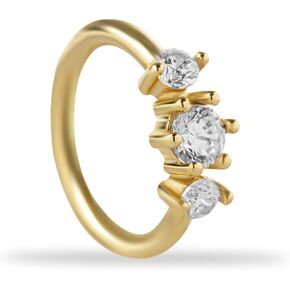 6mm Clicker Hoop Cartilage Piercing Earring With Clear Zircons - 14K Solid Yellow Gold - For Helix Tragus Septum Lobe Conch & Other Body Piercing BY KORAL JEWELRY