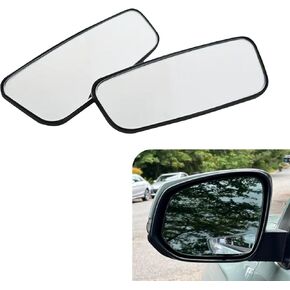 2 PCS Car Rearview Blind Spot Mirror, 3.74" x 1.41" Rectangular Curved Anti-glare Reversing Auxiliary Mirror, Broaden Horizons Adjustable High-definition Mirror, Universal for Cars (Black)