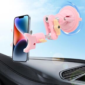 حامل كأس شفط للهاتف، يدور 360 درجة، ذراع رأس كروي عالمي للهاتف وحامل السيارة وتسجيل فيديو Vlog Ballhead Magic Arm للهاتف الخلوي للوحة قيادة السيارة والزجاج الأمامي وفتحة سقف السيارة (أسود)