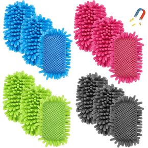 Jspupifip 12 Pcs Microfiber Shag Eraser Whiteboard, Magnetic Dry Erase Eraser Whiteboard Washable White Board Dry Erase for Marker Chalk Home Classroom Office Supplies, Blue Pink Green Red Yellow Gray