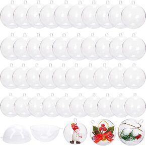 50Pcs Clear Christmas Decor,Clear Fillable Craft Plastic with 5 Sizes for Wedding Party,Christmas Decor,Gift Box(1.57in,1.96in,2.36in,2.76in,3.15in)