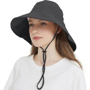 Women's Sun Hat with UV Protection, Packable Wide Brim Summer Hat Neck Shade Cotton Cap for Fishing Hiking Gardening Beach