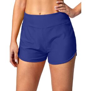 Women's Swim Shorts with Pockets High Waisted Tummy Control Board Swimsuit Bathing Shorts for Women with Liner(Royal Blue,M)