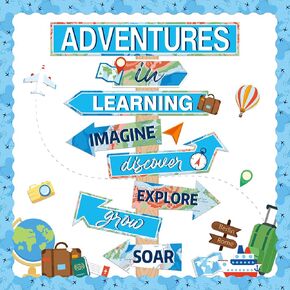 Travel The Map Bulletin Board Let The Adventure Begin Cutouts Classroom Decorations Travel Theme Motivational Sign for Kids Let's Explore Voyage Bulletin Cutouts Vintage Classroom Decor