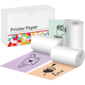 ورق طابعة حرارية ملون - ورق لاصق حراري، ورق طابعة صغير متوافق مع T02/M02/M02S/M03، ورق حراري للملاحظات/المجلة، أسود على أخضر/أرجواني/برتقالي، 50 مم × 3.5 متر، 3 لفات in Kuwait