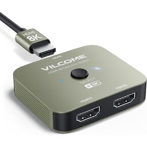 Vilcome HDMI 2.1 Switch, 4K 120Hz HDMI Switcher Ultra HD 8K HDMI Splitter 2 in 1 Out 48Gbps HDMI Hub Support HDR 8K@60Hz, 4K@144Hz, 2K@240Hz for PS4/PS5 Xbox Roku Apple TV Fire Stick Black