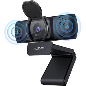 AUSDOM 4K Webcam, Autofocus Webcam with Microphone, Privacy Cover, Plug and Play USB Computer Web Camera for Pro Streaming/Online Teaching/Video Calling/Zoom/Skype (Black-4K)