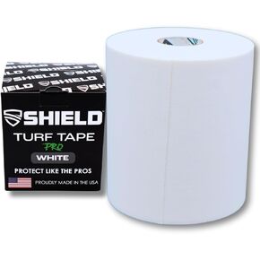 SHIELD Turf Tape Pro | شريط عشب كرة القدم - مقاوم للماء، صناعة أمريكية، 10 ياردات، عريض للغاية للأذرع، مرونة قابلة للتمدد في 4 اتجاهات، أبيض