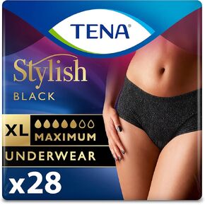 Tena Women Underwear Stylish Black XL Maximum 14 Ct.