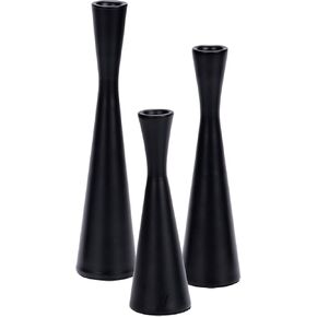 Taper Candle Holders Matte Black Candlestick Holder for Home Decoration, Wedding, Dinning, Party, Romantic Moments Modern Design Fits 3/4 inch Thick Candle&Led Candles (Set of 3 Pcs)