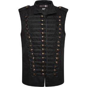 Ro Rox Sleeveless Jacket Mens Goth Cotton Uniform Military Parade Vest Waistcoat