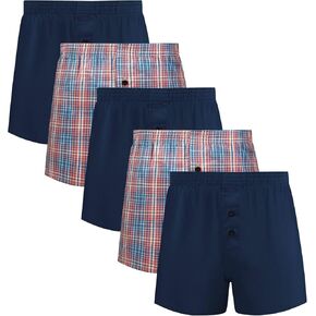 Natural Feelings Men's Cotton Woven Boxer Shorts Mens Tartan Plaid Boxers Underwear For Men 5-Pack S-XXL