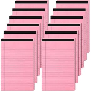 12 Pack Legal Notepad Writing Pads, 5 x 8'' Narrow Ruled, 50 Sheets/100 Pages Lined Note Pads, Recycled Paper Writing Pad, To Do List Notepad Small Letter Size for School Office(Purple)