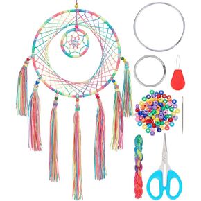 3 Sets Double Rings Dream Catcher Kit 7 Colors Dream Catcher Make Your Own Dreamcatcher Kit DIY Dream Catchers Kit with Tassel Instruction Included Wall or Car Hanging Ornament