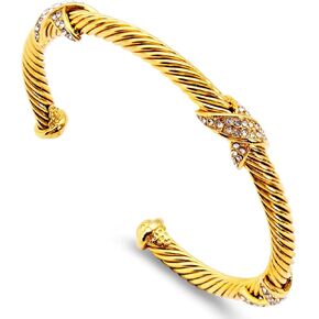 Cuff Bracelets for Women 4.5mm Thin Twisted Cable Wire Bangle - Adjustable Stainless Steel Bangle Bracelet Designer Inspired Jewelry