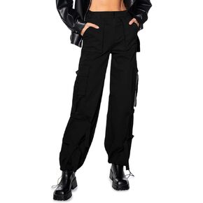 Women's High Waisted Cargo Pants Straight Wide Leg Casual Pants 6 Pockets Combat Military Trousers
