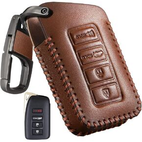 Key Fob Cover Keychain Accessories for Lexus for ES is GS NX LS RX RC GX F 300 300h 350 200t 250 450h 460 600h 4 Buttons, Leather Case+D-Ring+Hook(Black)