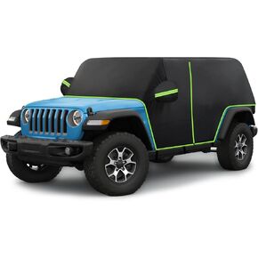 BORDAN Full Door Cab Cover for Jeep Wrangler JK JL 4 Door Rain Cover, for Wrangler 4 Door Cab Cover Waterproof UV Resistant Car Cover with 420D Oxford